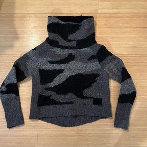 Aqua black camp turtleneck sweater